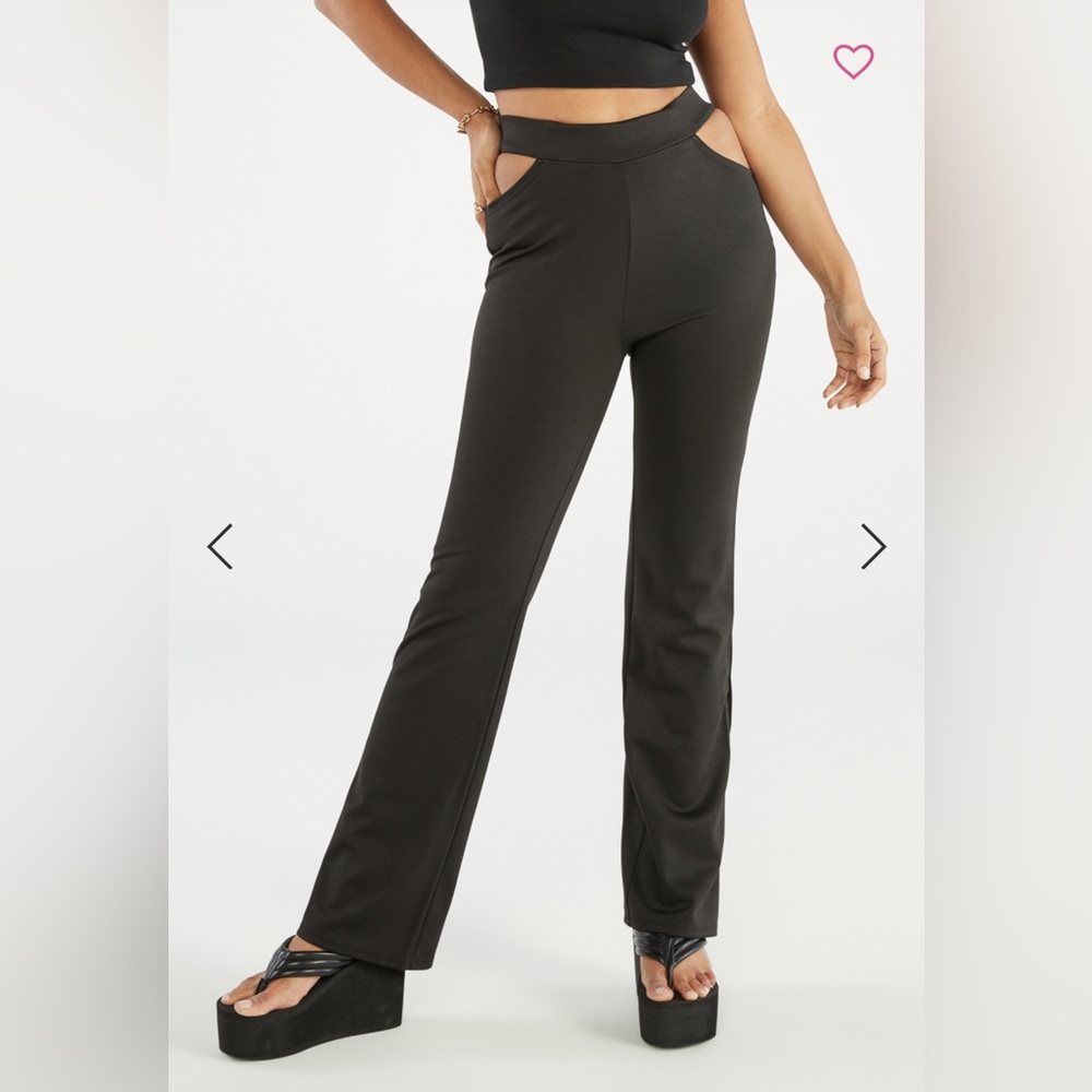 Caviar Black Cutout Flare Leg Trouser Pants Size Medium